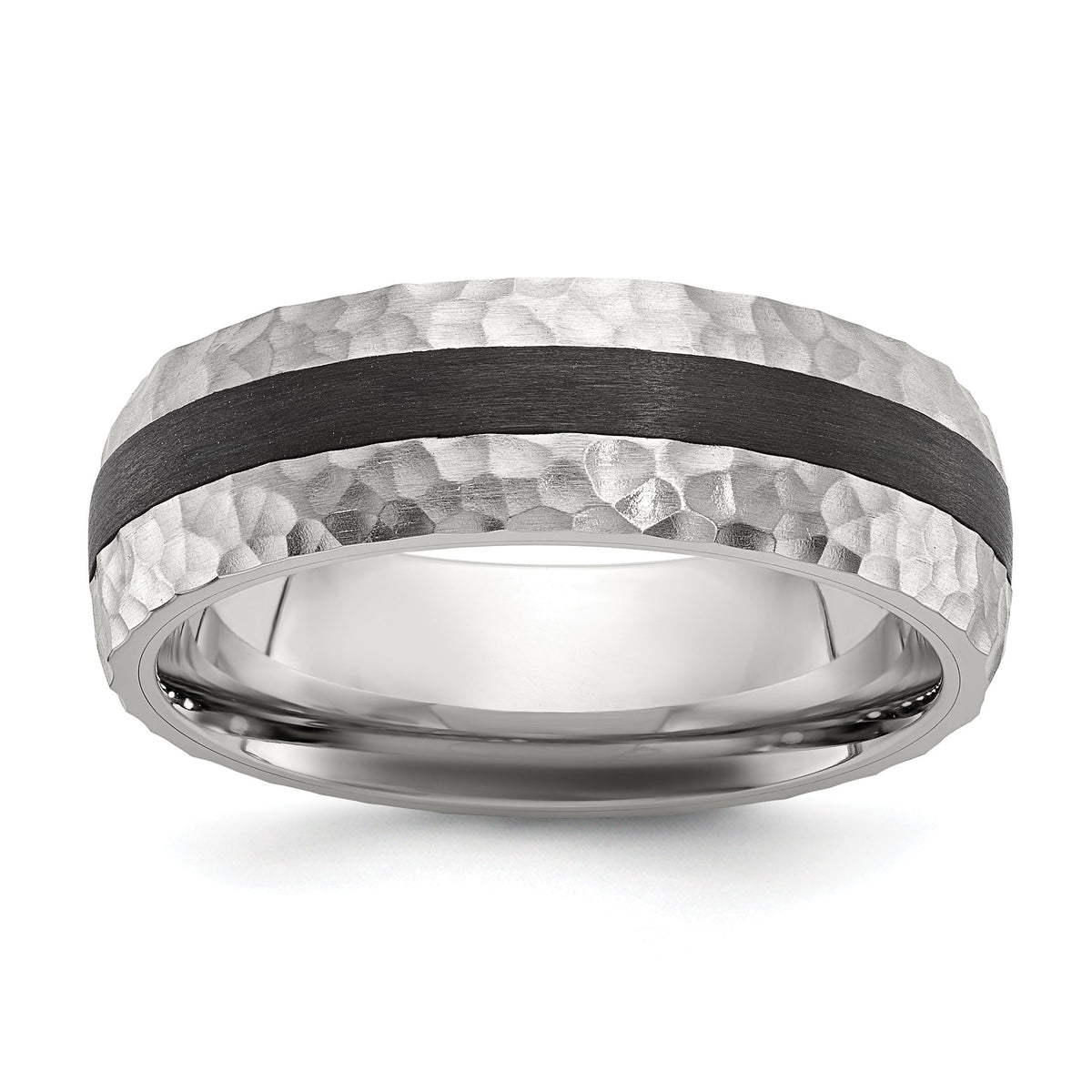 Chisel Carbon Fiber Inlay Wedding Band in Stainless Steel, 7mm Brushed, Size 8–13 - Sophia Jewelers Main image