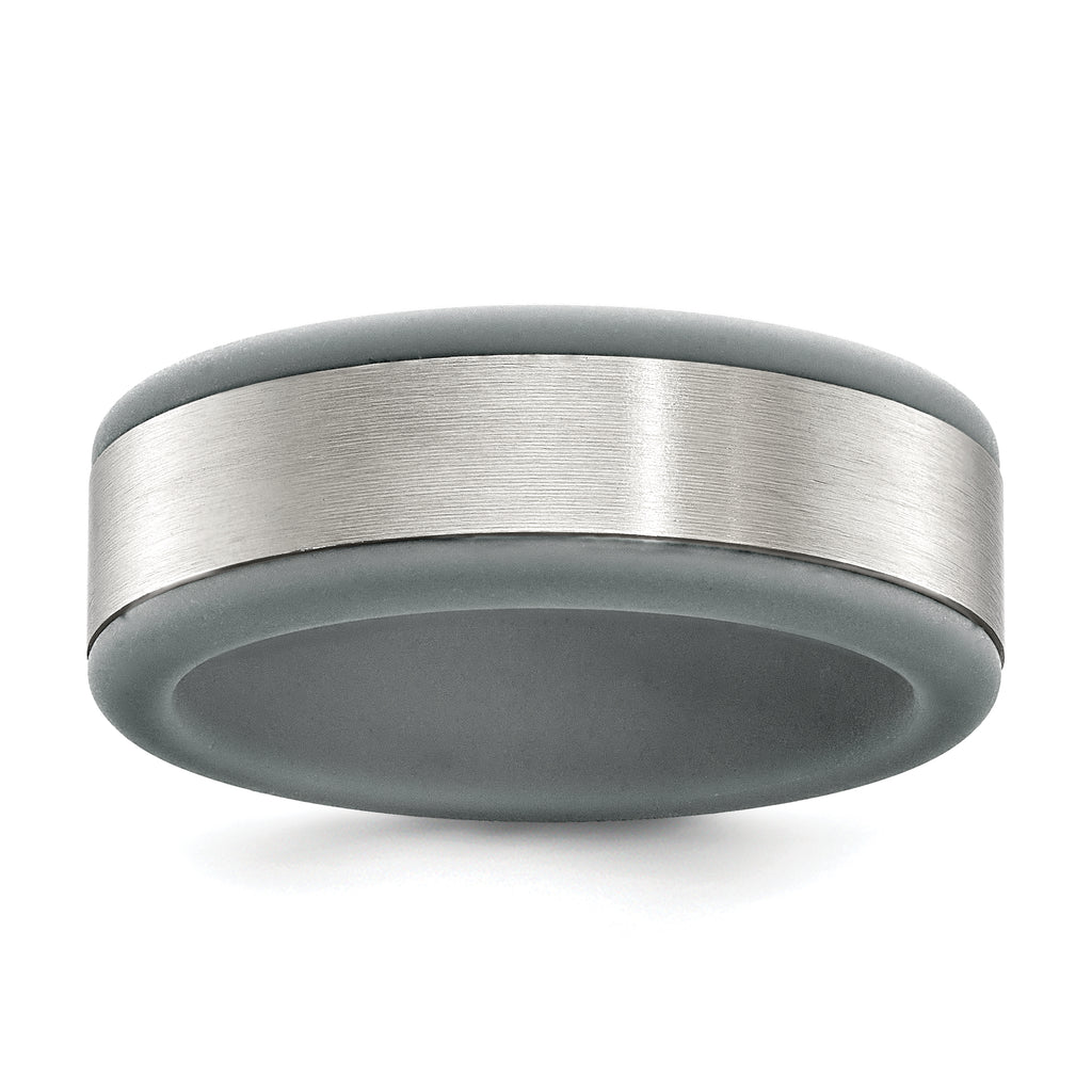Chisel Stainless Steel Brushed Grey Silicone Center 8mm Band