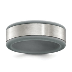Chisel Stainless Steel Brushed Grey Silicone Center 8mm Band