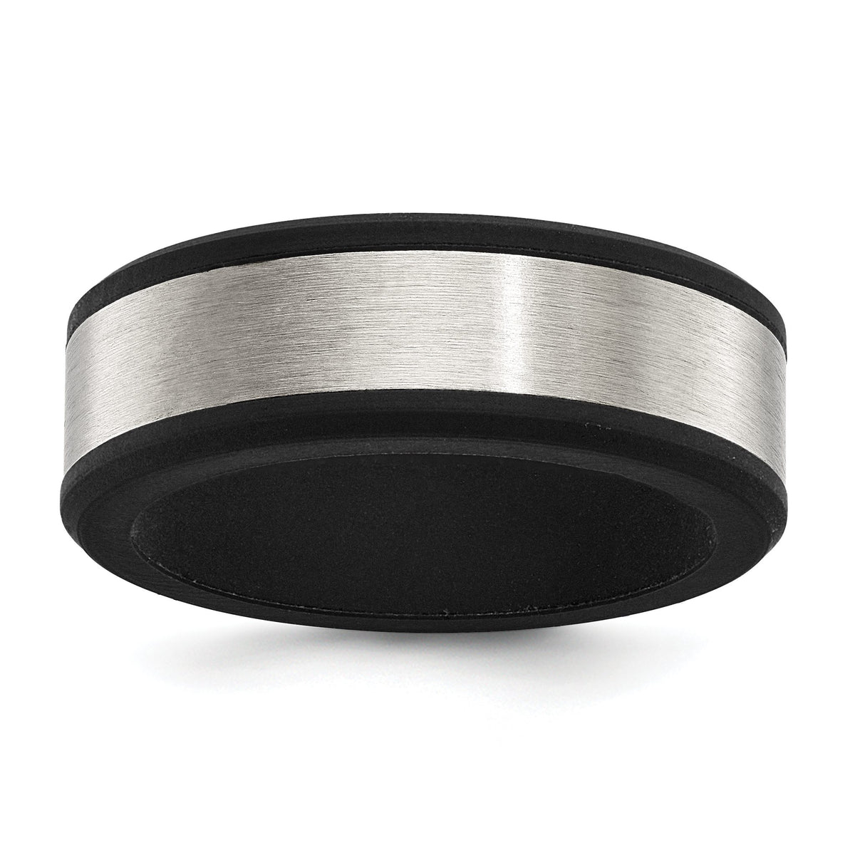 Chisel Silicone Center Wedding Band in Black IP-Plated Stainless Steel, 8mm, Size 8–13 - Sophia Jewelers Main image