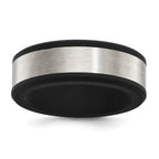 Chisel Stainless Steel Brushed Black Silicone Center 8mm Band