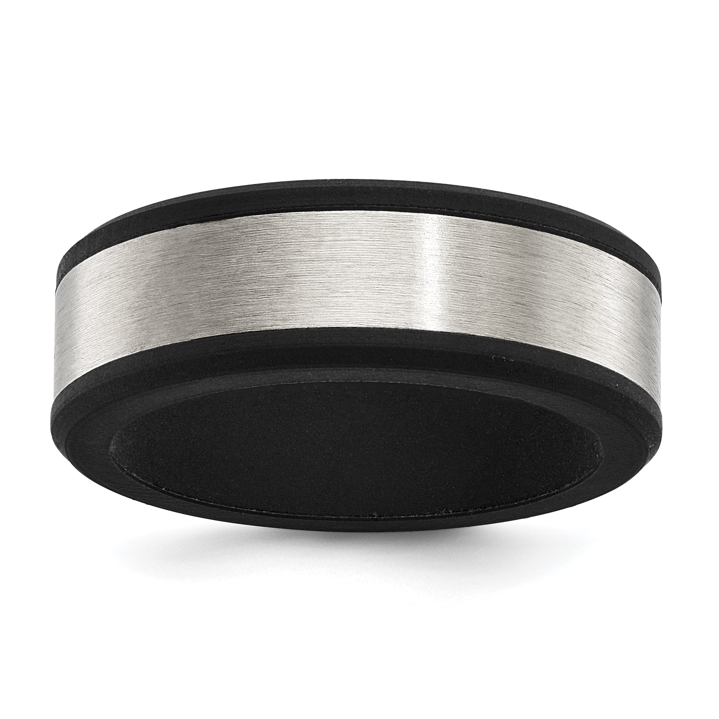 Chisel Stainless Steel Brushed Black Silicone Center 8mm Band
