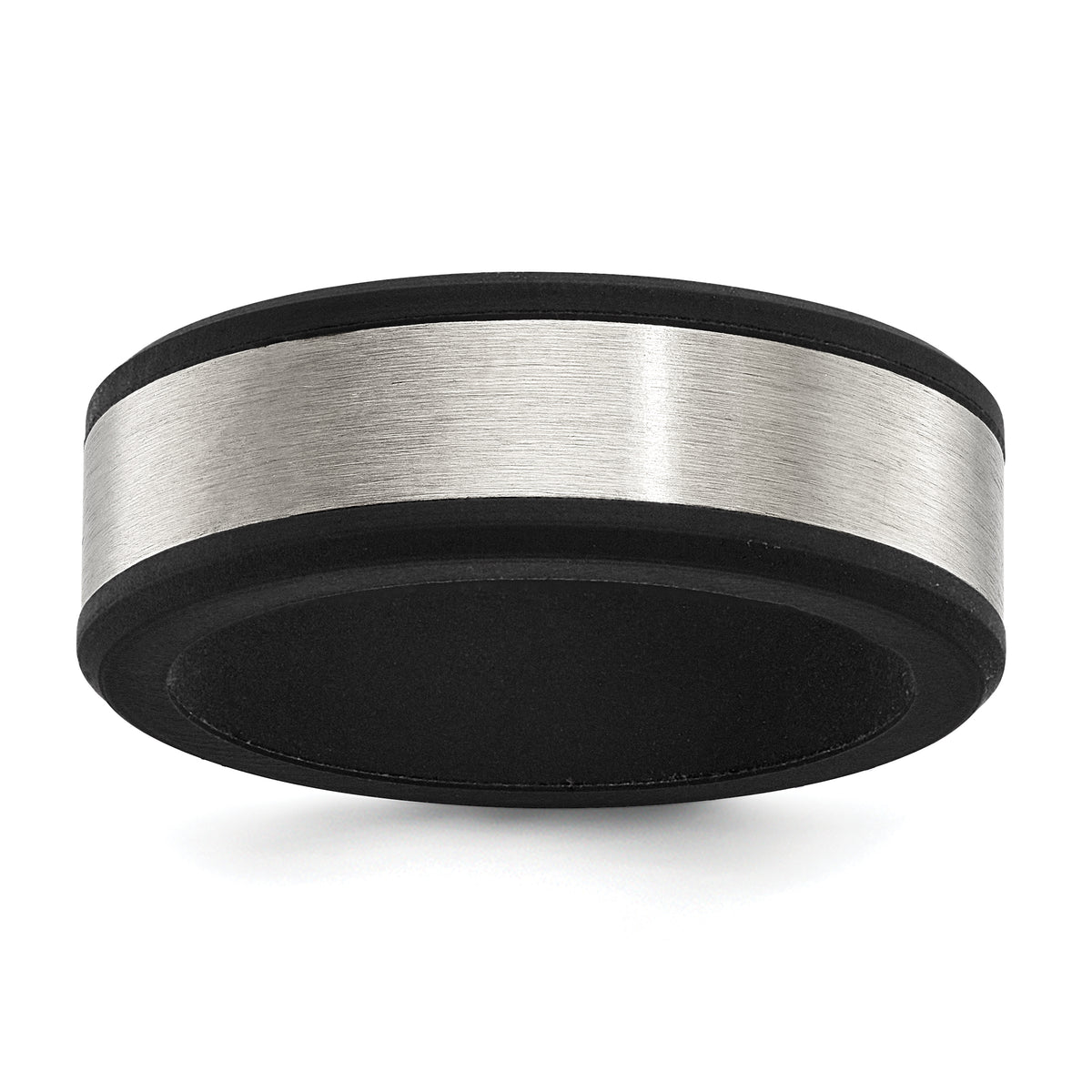 Chisel Stainless Steel Brushed Black Silicone Center 8mm Band