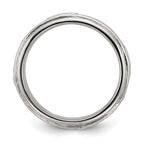 Chisel Stainless Steel Polished Cross 7.7mm Grooved and Beaded Band