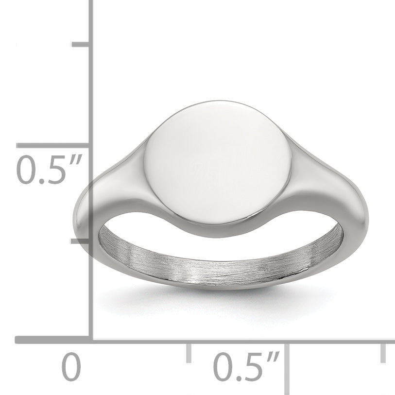 Polished Round Stainless Steel Signet Ring 2.5mm