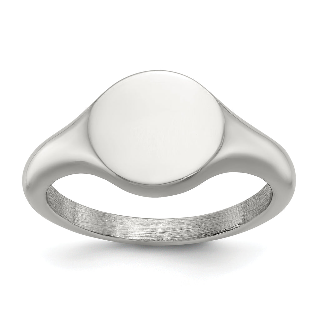 Polished Round Stainless Steel Signet Ring 2.5mm