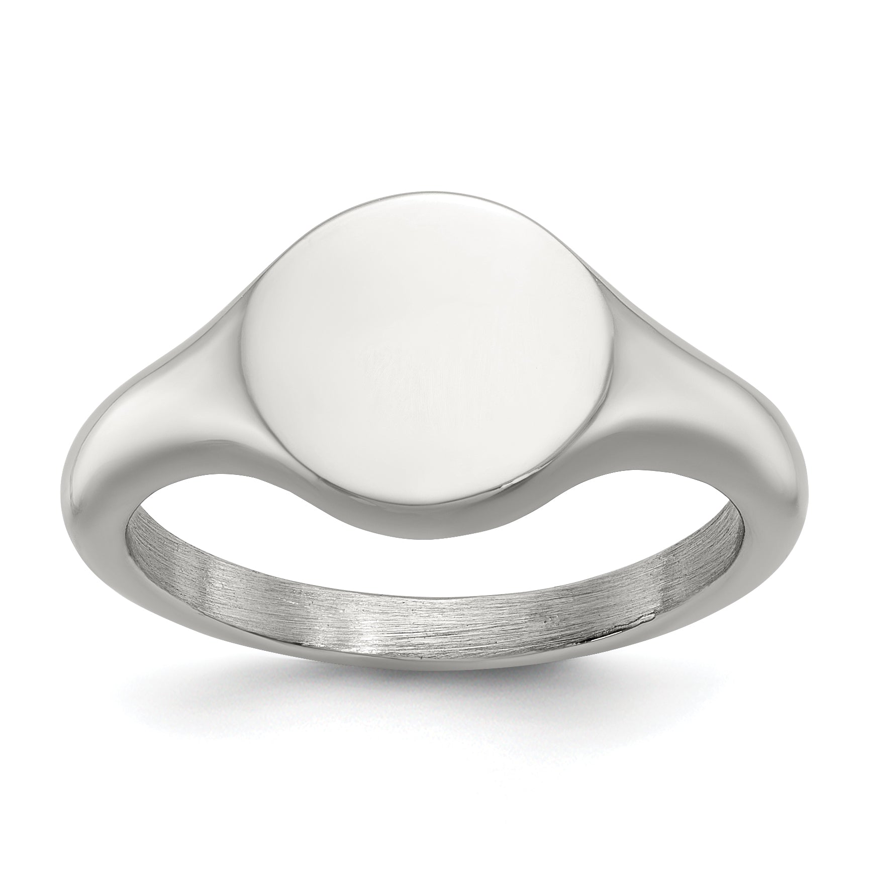 Polished Round Stainless Steel Signet Ring 2.5mm
