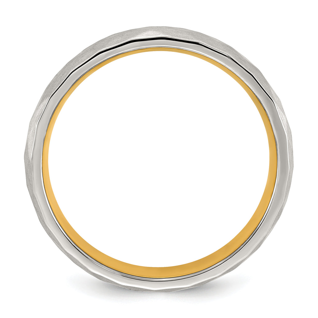 Brushed and Polished Gold-Tone Stainless Steel Wedding Band 4mm