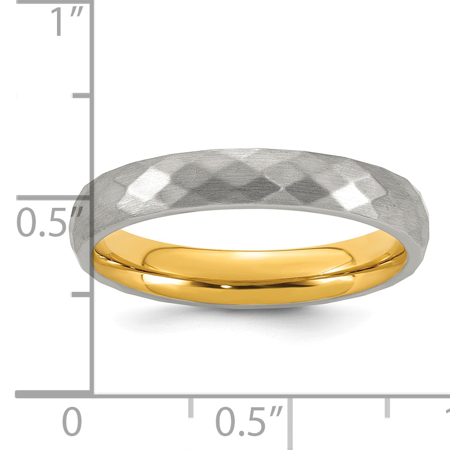 Brushed and Polished Gold-Tone Stainless Steel Wedding Band 4mm