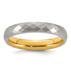 Brushed and Polished Gold-Tone Stainless Steel Wedding Band 4mm