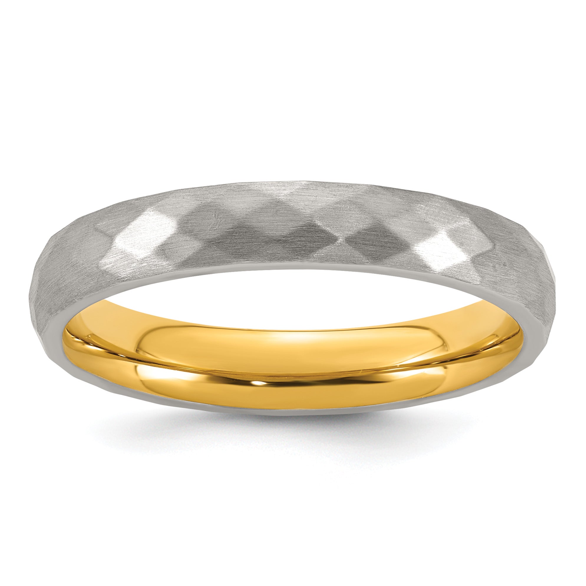 Brushed and Polished Gold-Tone Stainless Steel Wedding Band 4mm