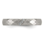 Gold-Tone Brushed and Polished Cubic Zirconia Stainless Steel Wedding Band 4mm