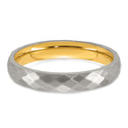 Gold-Tone Brushed and Polished Cubic Zirconia Stainless Steel Wedding Band 4mm