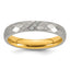 Gold-Tone Brushed and Polished Cubic Zirconia Stainless Steel Wedding Band 4mm