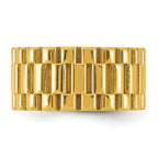 Gold-Tone Polished Textured Stainless Steel Ring 11mm