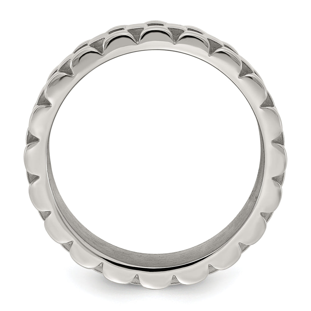 Polished Textured Stainless Steel Ring 11mm