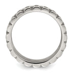 Polished Textured Stainless Steel Ring 11mm