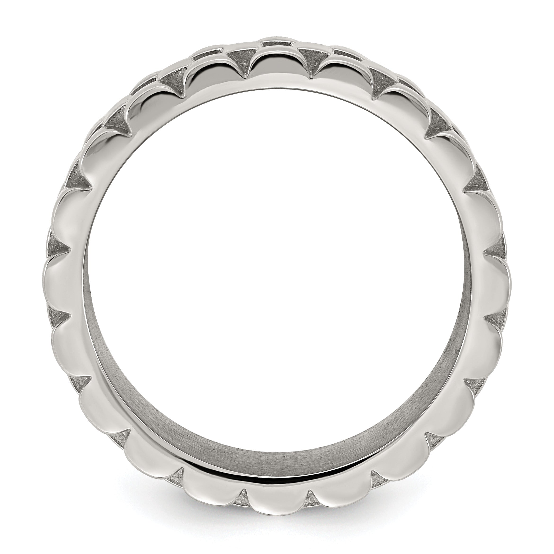 Polished Textured Stainless Steel Ring 11mm