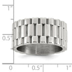 Polished Textured Stainless Steel Ring 11mm