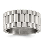 Polished Textured Stainless Steel Ring 11mm