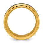 Gold-Tone Polished Carbon Fiber Stainless Steel Ring 8mm