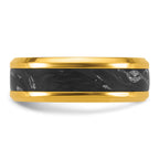 Gold-Tone Polished Carbon Fiber Stainless Steel Ring 8mm
