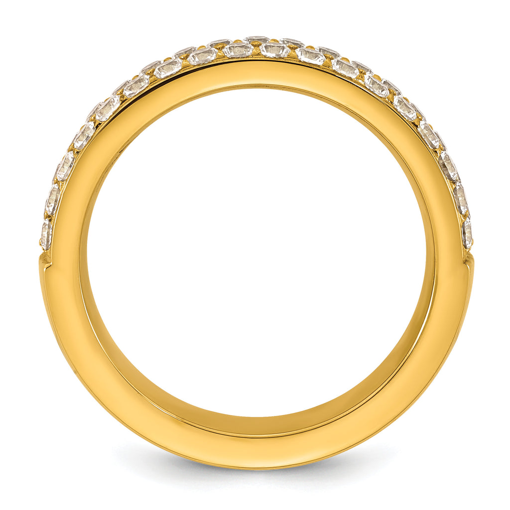 Gold-Tone Polished Cubic Zirconia Stainless Steel Wedding Band 4mm