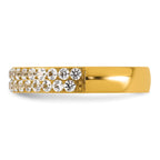 Gold-Tone Polished Cubic Zirconia Stainless Steel Wedding Band 4mm