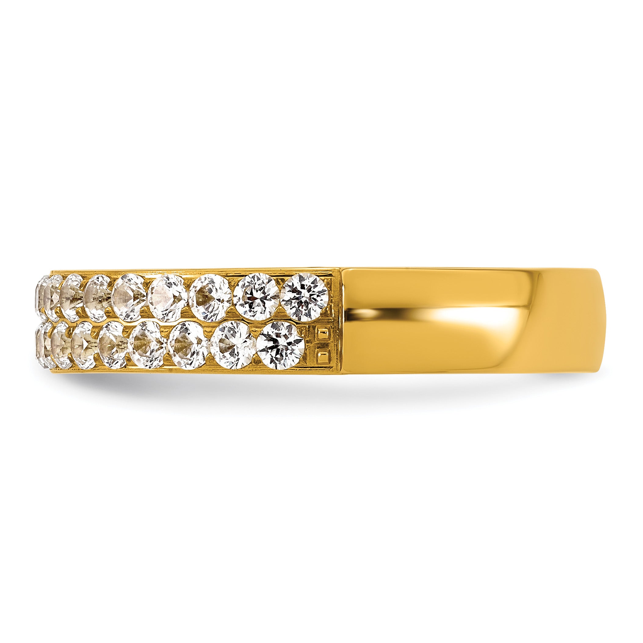 Gold-Tone Polished Cubic Zirconia Stainless Steel Wedding Band 4mm