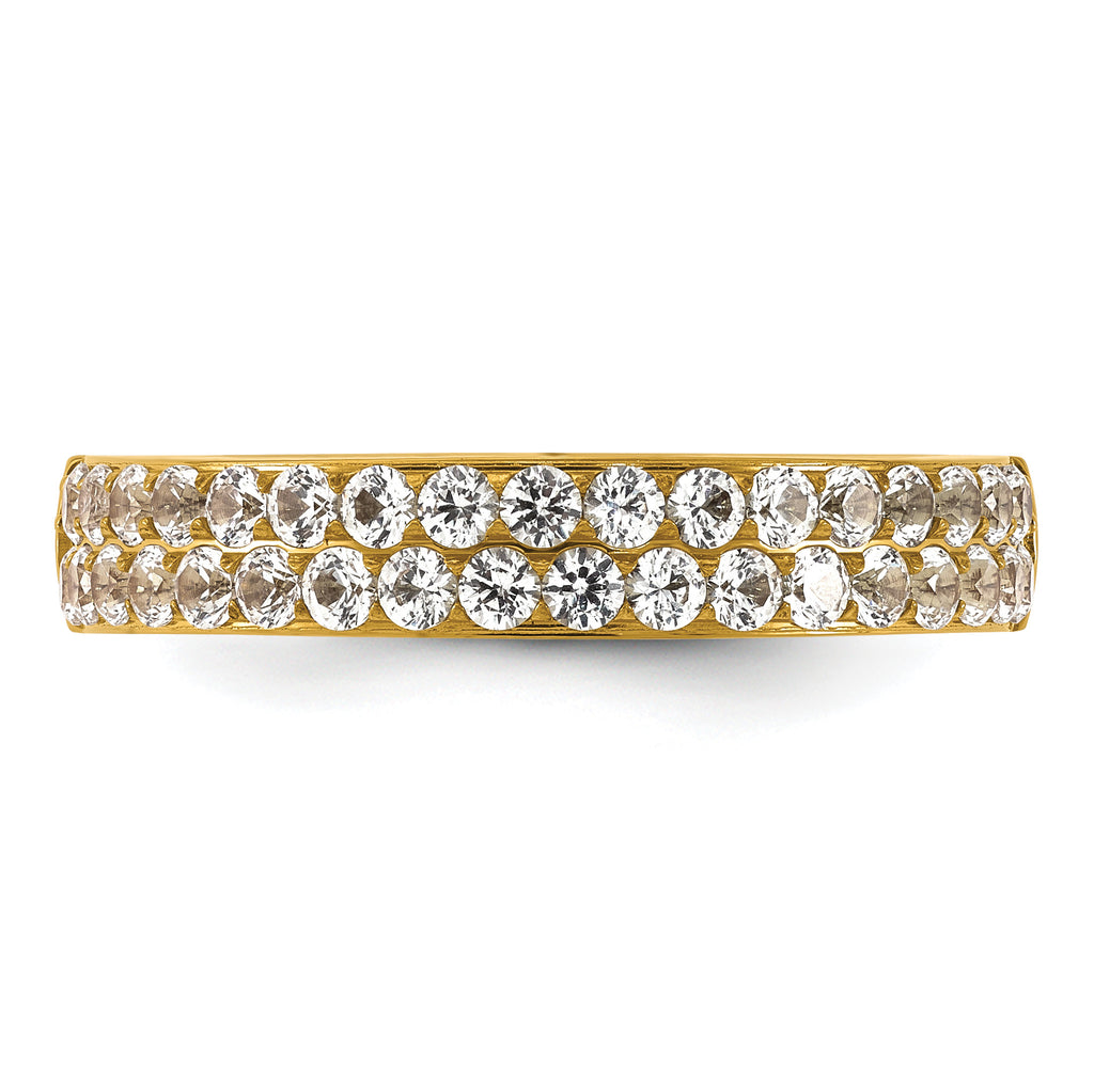 Gold-Tone Polished Cubic Zirconia Stainless Steel Wedding Band 4mm