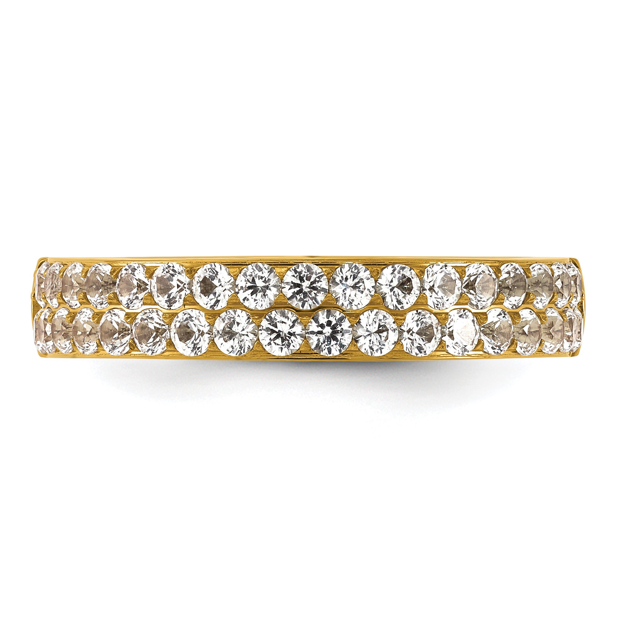 Gold-Tone Polished Cubic Zirconia Stainless Steel Wedding Band 4mm