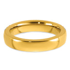 Gold-Tone Polished Cubic Zirconia Stainless Steel Wedding Band 4mm