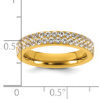 Gold-Tone Polished Cubic Zirconia Stainless Steel Wedding Band 4mm