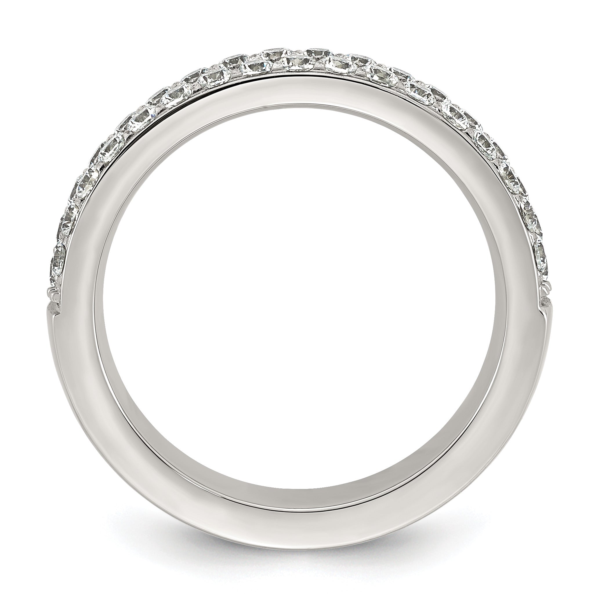 Polished Cubic Zirconia Stainless Steel Wedding Band 4mm Secondary image