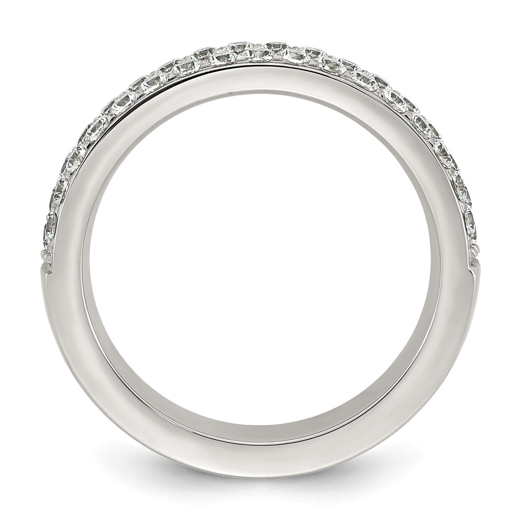 Polished Cubic Zirconia Stainless Steel Wedding Band 4mm