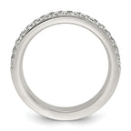 Polished Cubic Zirconia Stainless Steel Wedding Band 4mm