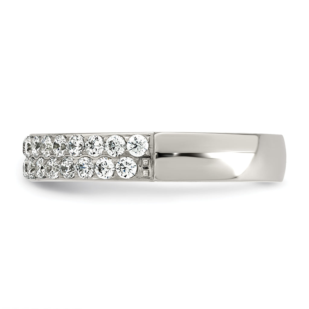 Polished Cubic Zirconia Stainless Steel Wedding Band 4mm