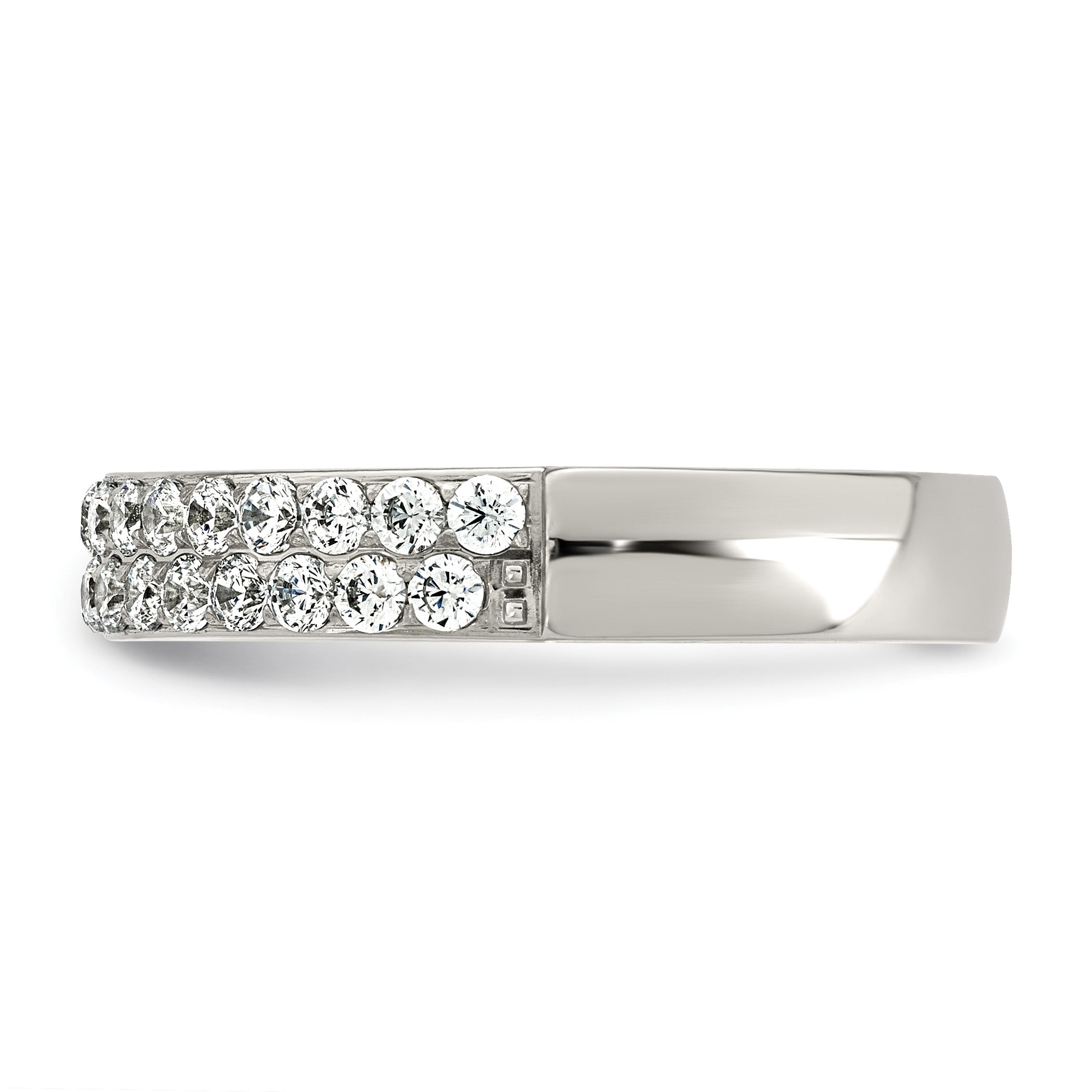 Polished Cubic Zirconia Stainless Steel Wedding Band 4mm