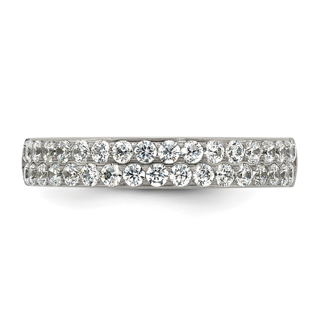 Polished Cubic Zirconia Stainless Steel Wedding Band 4mm