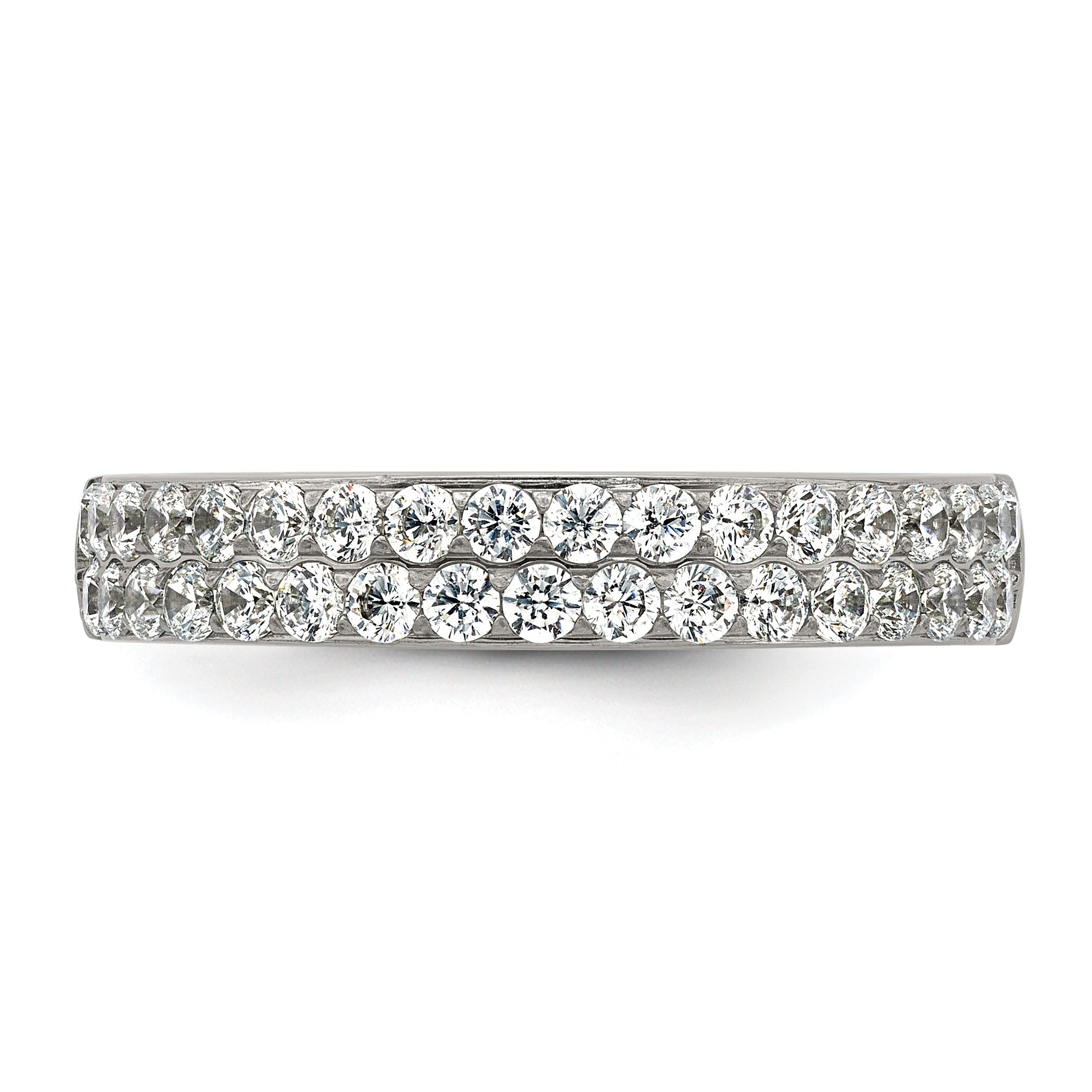 Polished Cubic Zirconia Stainless Steel Wedding Band 4mm