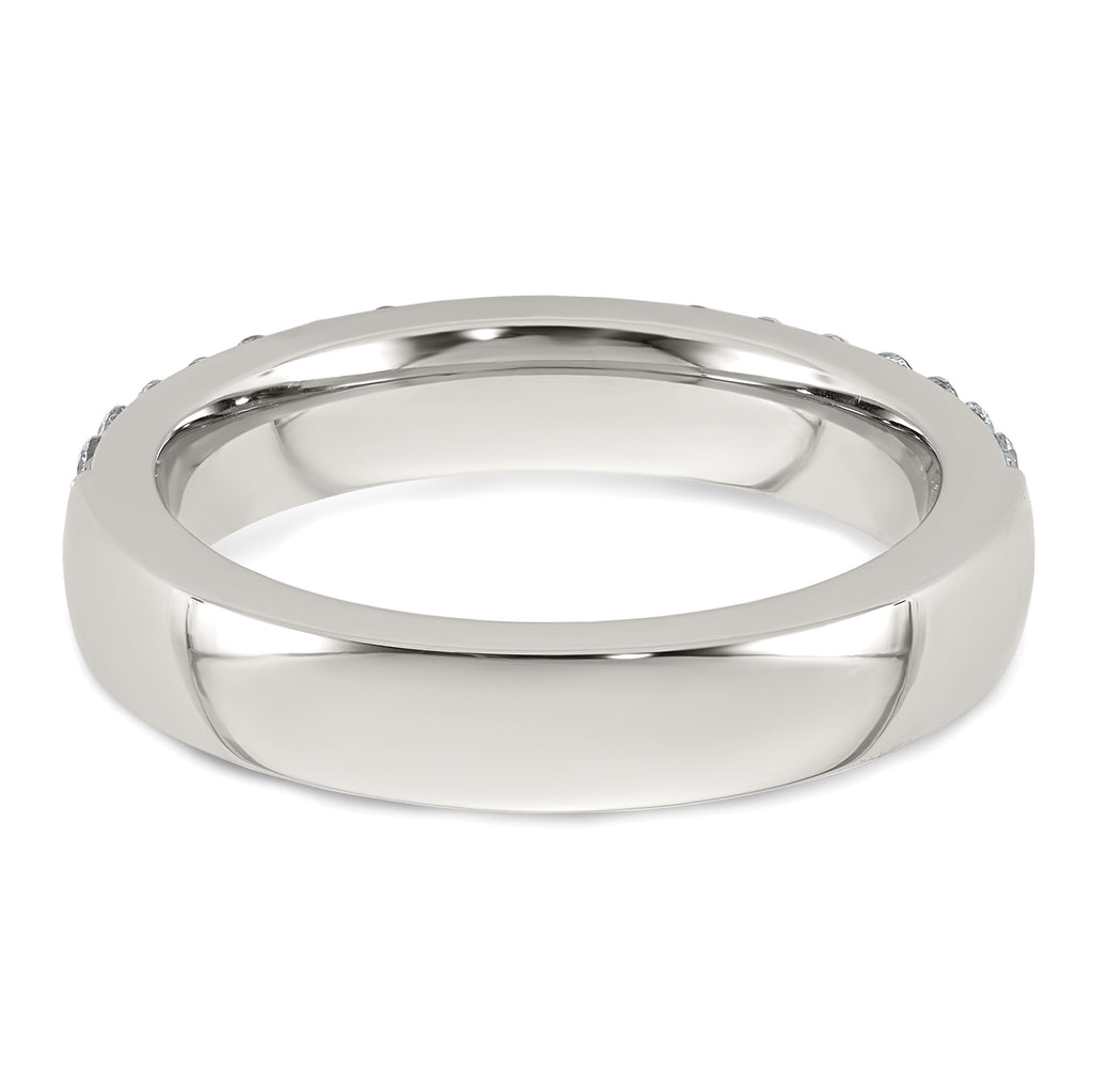 Polished Cubic Zirconia Stainless Steel Wedding Band 4mm
