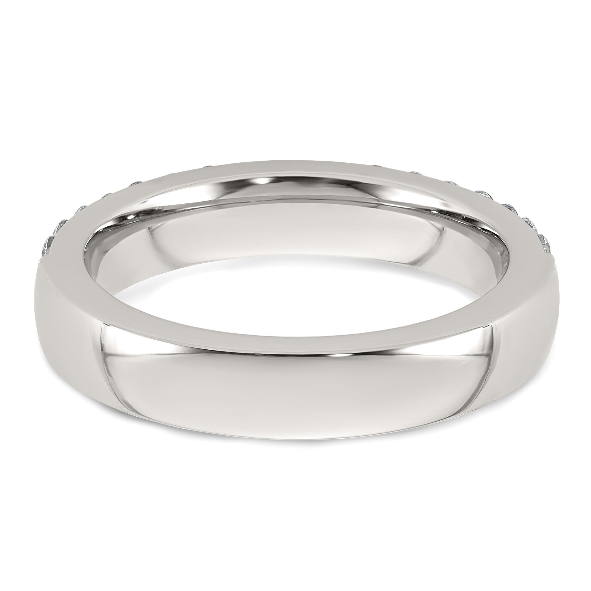 Polished Cubic Zirconia Stainless Steel Wedding Band 4mm