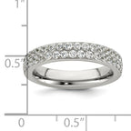Polished Cubic Zirconia Stainless Steel Wedding Band 4mm