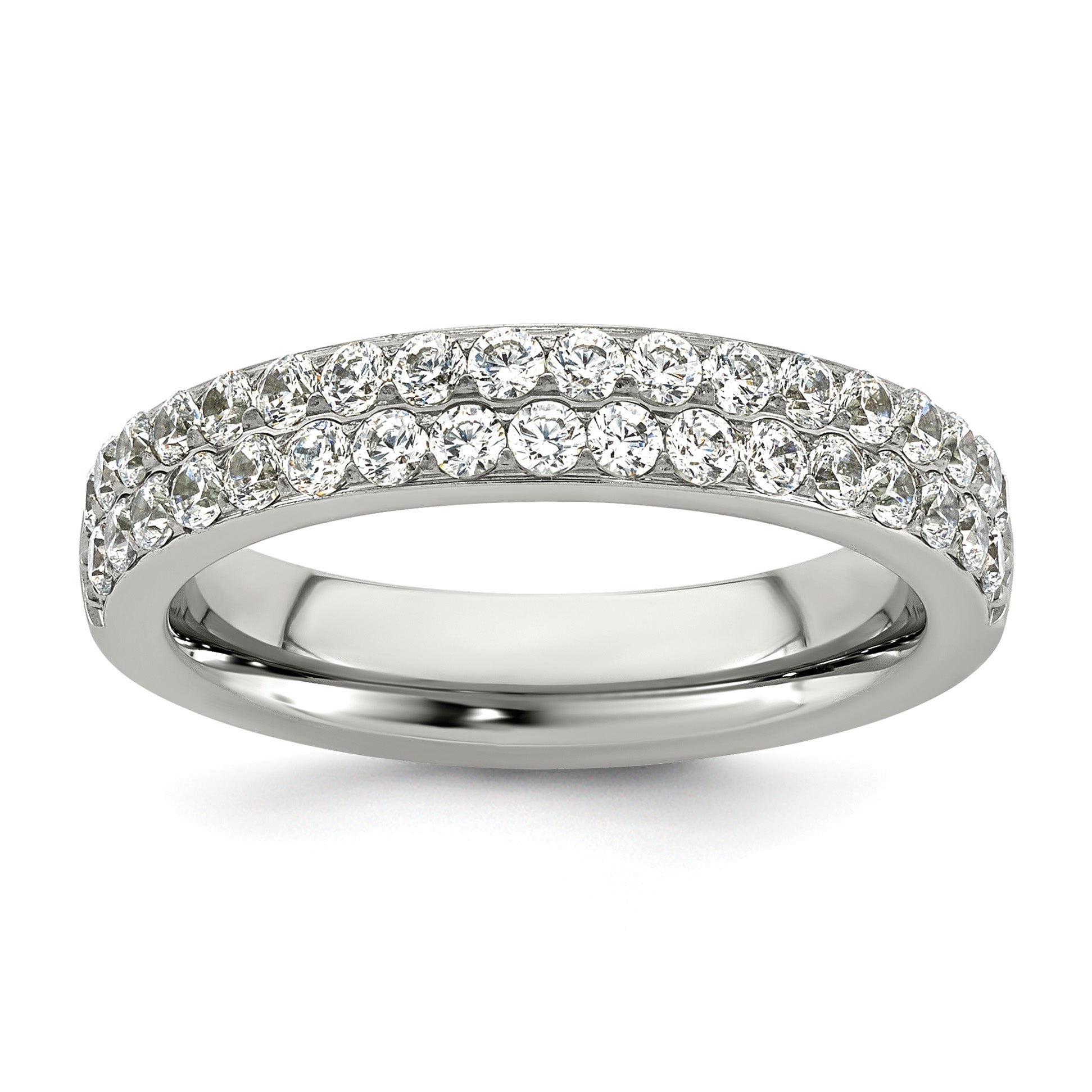 Polished Cubic Zirconia Stainless Steel Wedding Band 4mm Main image