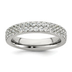 Polished Cubic Zirconia Stainless Steel Wedding Band 4mm