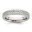 Polished Cubic Zirconia Stainless Steel Wedding Band 4mm