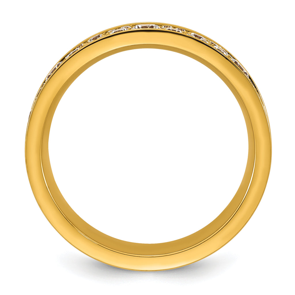 Gold-Tone Polished Cubic Zirconia Stainless Steel Wedding Band 4.5mm