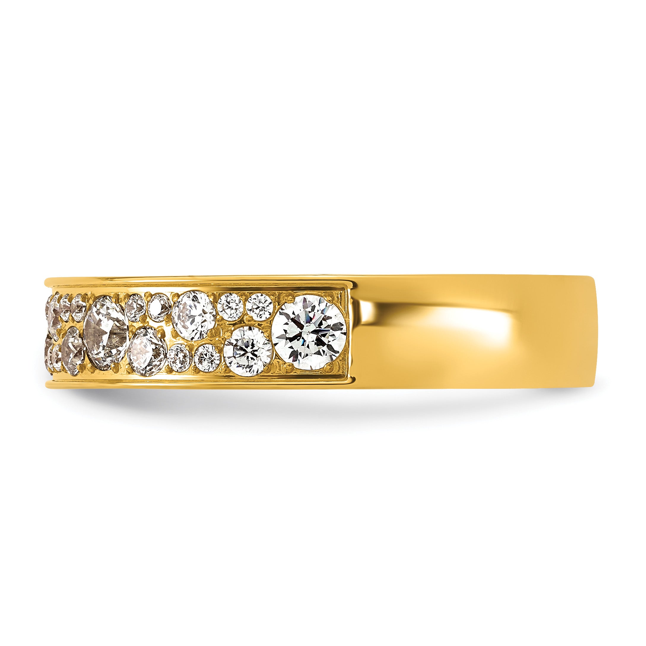 Gold-Tone Polished Cubic Zirconia Stainless Steel Wedding Band 4.5mm
