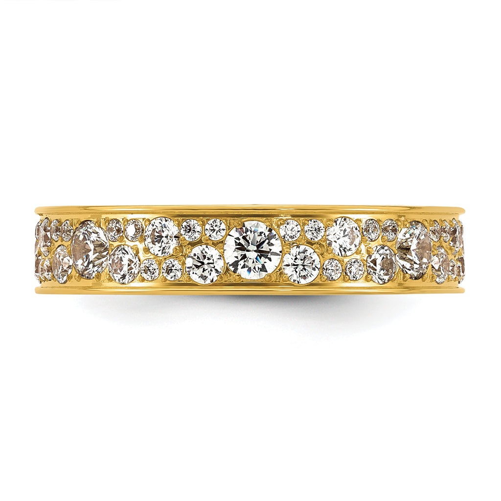 Gold-Tone Polished Cubic Zirconia Stainless Steel Wedding Band 4.5mm
