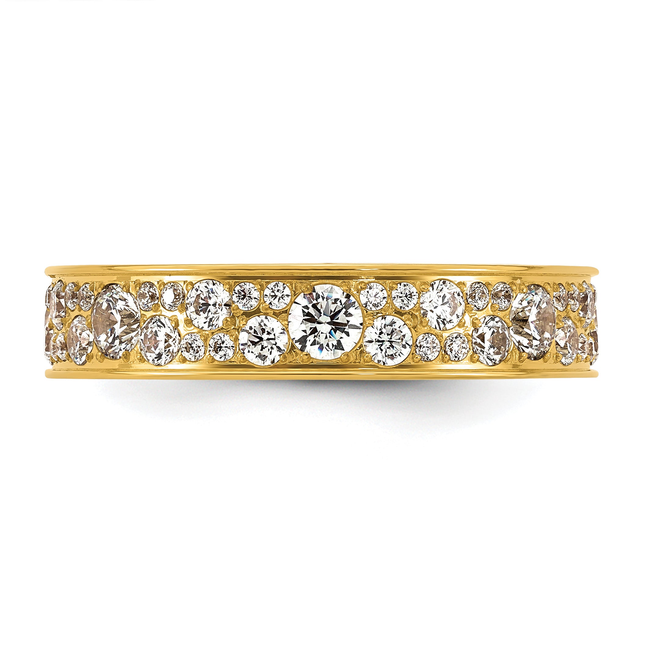 Gold-Tone Polished Cubic Zirconia Stainless Steel Wedding Band 4.5mm